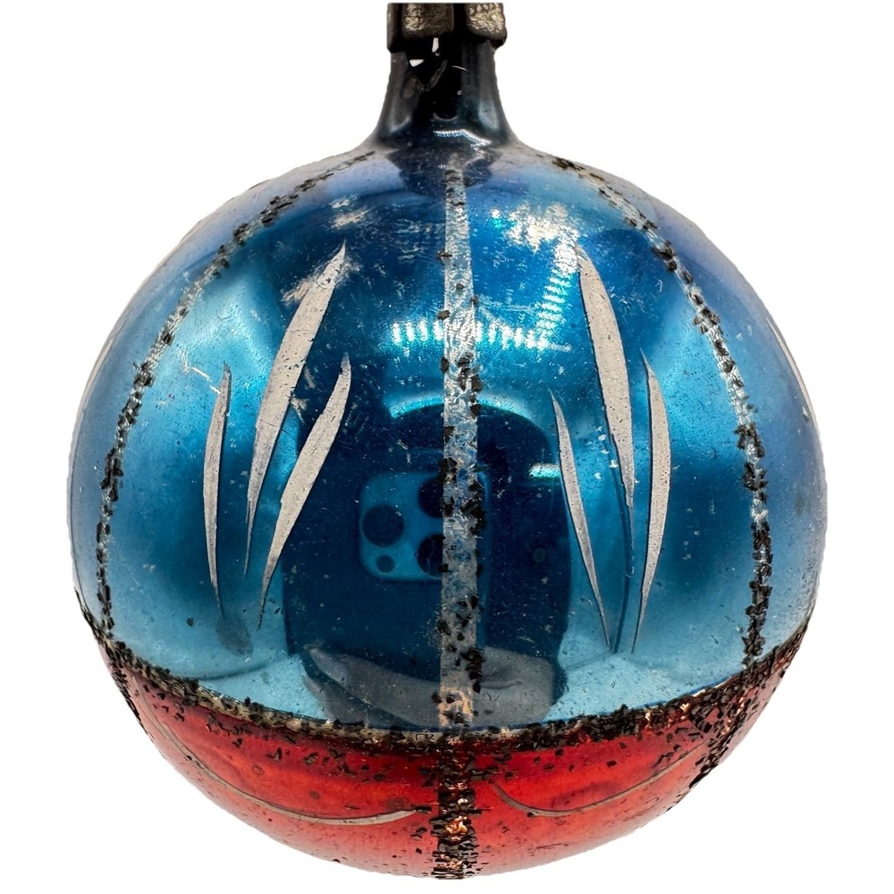 Vintage 1950's D.B.G.M Mercury Glass & Mica Ornament W.GERMANY 3.5"